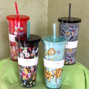 VERA BRADLEY DISNEY TUMBLER W/STRAW:NWT TINKER BELL, BAMBI, CLASSICS, or MICKEY